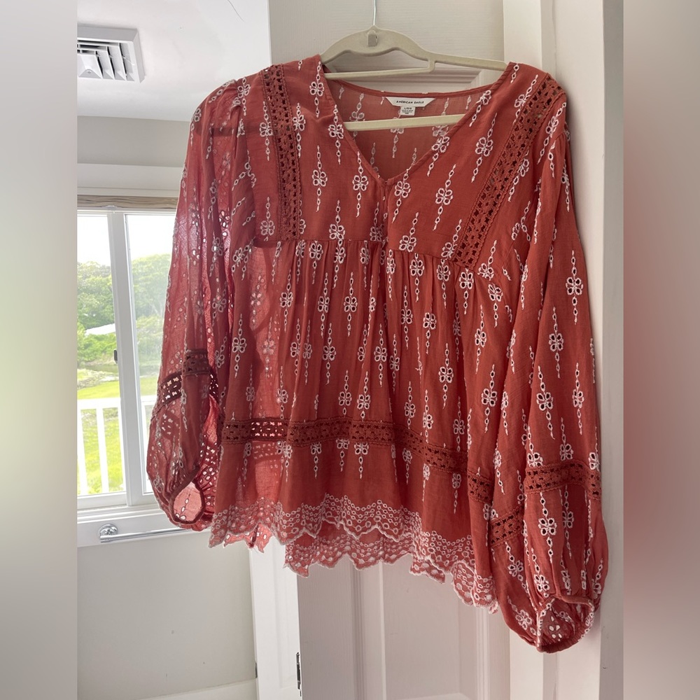 Orange American eagle top